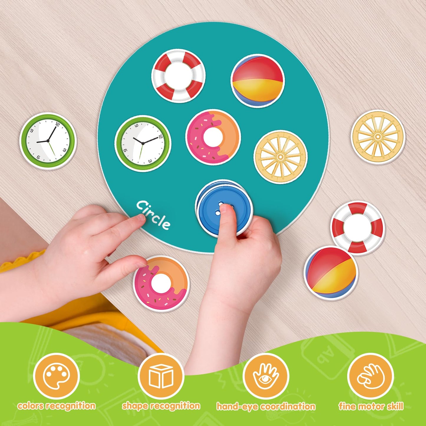 Eamay Shape Sorter Toy For Toddler, Shape Puzzles And Matching Games Set With 8 Sorting Mats And 48 Everyday Objects Pieces - Learning Sorting Toys For Kids