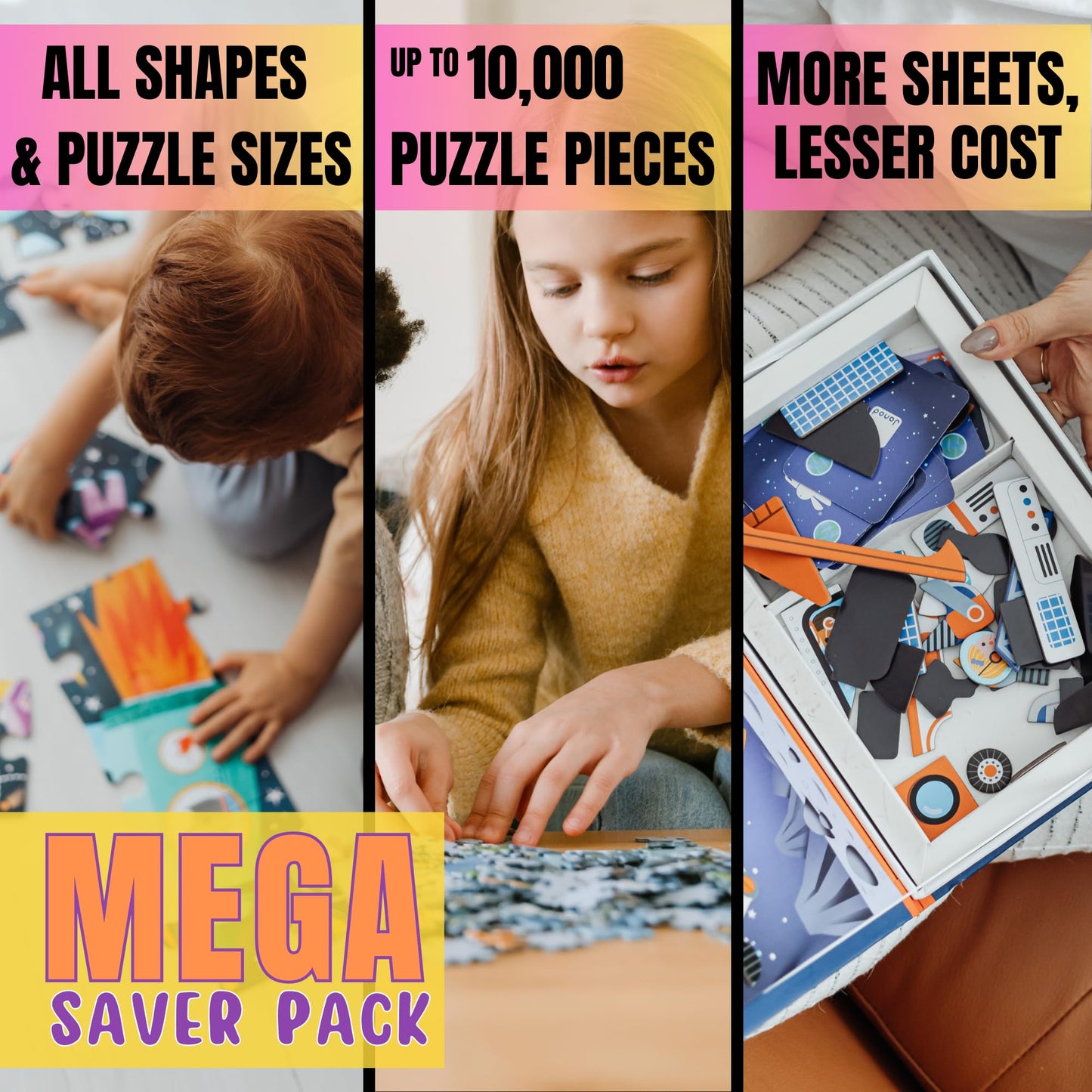 Preserve 10 X 1000, 10000 Pieces Jigsaw Puzzles - Agreatlife Puzzle Saver 60 Sheets - No Stress, No Mess Jigsaw Puzzle Glue Sheets (60 Sheets)