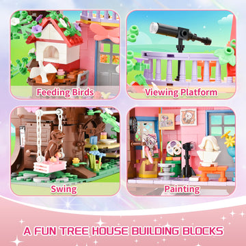 Xitalaxu Trees House Building Set For Girls,Animals Tree Houses Model Toys,Adults Creative Collection Building Toys,Birthday Gif