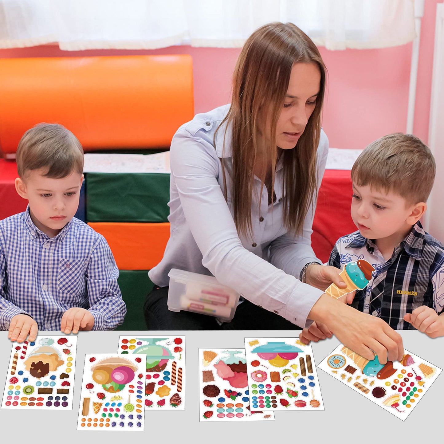 Orgua Make-A-Face Sticker Set, Make A Dessert Ice Cream Stickers For Kids Girls, Diy Craft Stickers Face Stickers, Make Your Own