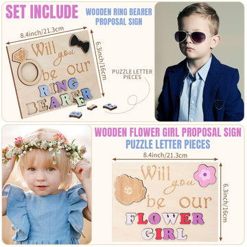 Threehoney 2 Pcs Wedding Flower Girl Ring Bearer Puzzle Invitation Will You Be Our Flower Girl Proposal Gifts Will You Be Our Ri