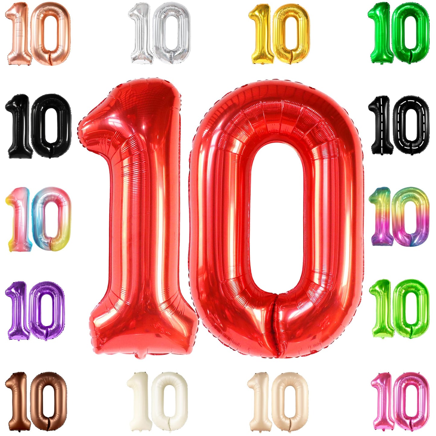Katchon, Giant Red 10 Balloon Number - 40 Inch | 10Th Birthday Decorations | Red 10Th Birthday Balloons For 10 Birthday Decorations Red | Red Number 10 Balloons
