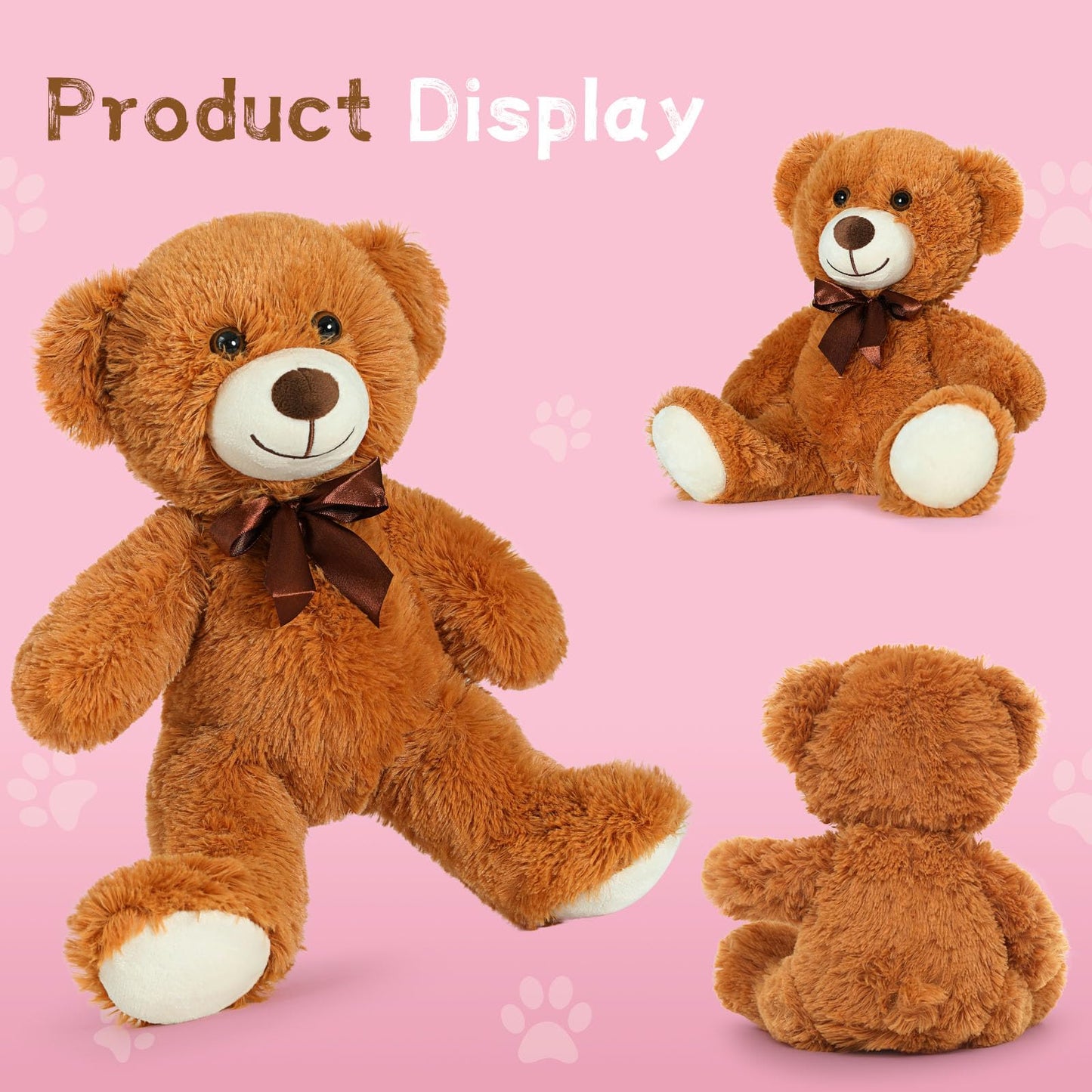 Maogolan Bulk Teddy Bear Baby Shower, 10 Packs Small Dark Brown Teddy Bear Stuffed Animals In Bulk,13.5' Small Stuffed Bears Plush For Wedding,Birthday,Christmas, Party Decorations