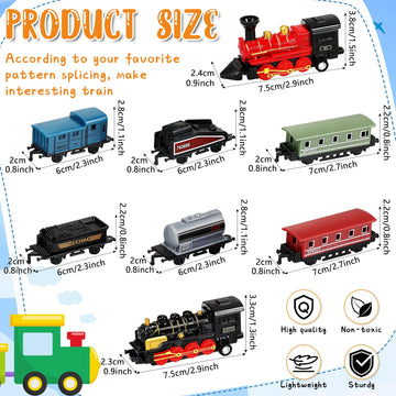 Hanaive 2 Sets Train Toys Small Alloy Retro Steam Train Simulation Steam Toys Train Pull Back Train Model Diecast Locomotive For