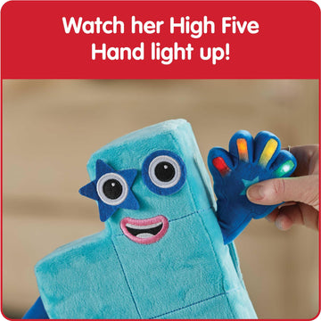 hand2mind Sing-Along Numberblock Five Plush Toy, Blue, Model 95352, Counting & Music Math Learning for Toddlers & Preschoolers