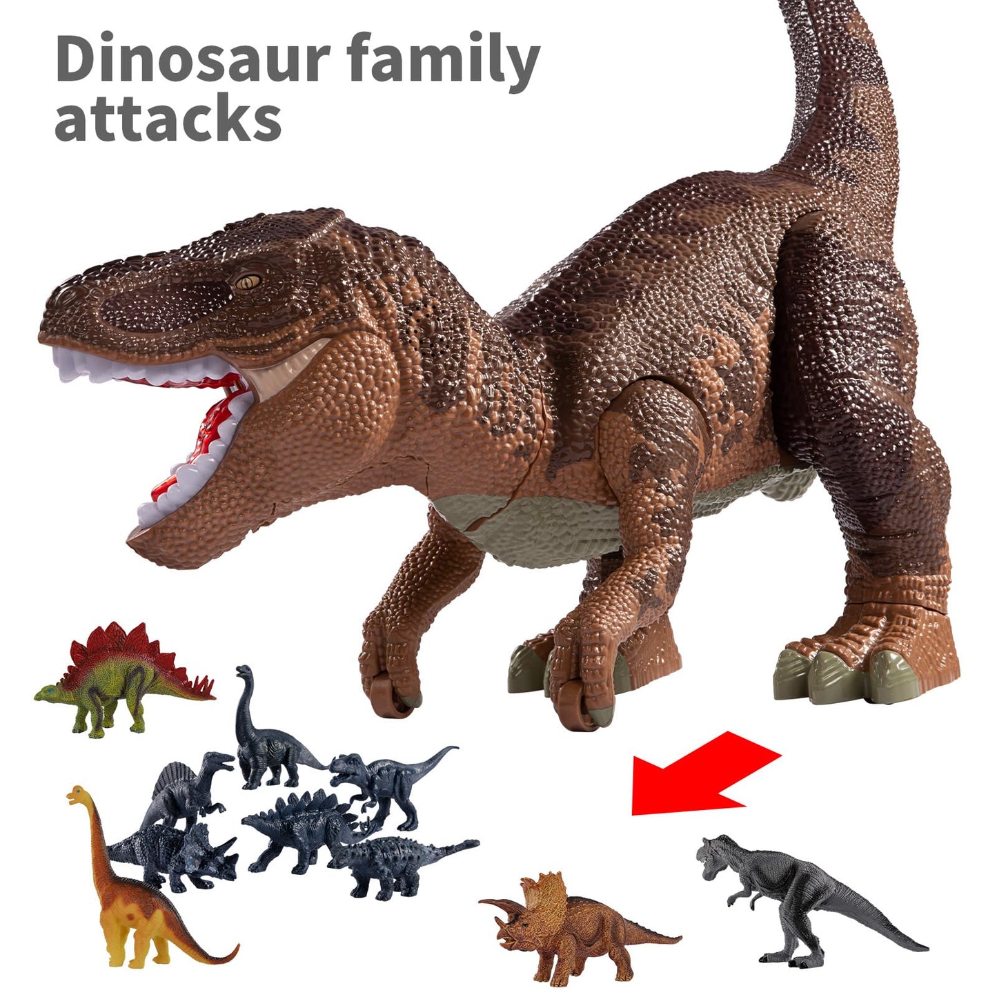 Remote Control Dinosaur T-rex Toys for Kids 3-5 Years, Rechargeable Electric Walking Robot Dinosaur with LED Lights & Sounds, Si