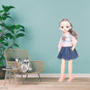 Tickles Set Movable Jointed Cute Girl Brown Eyes Fashionable Doll With Pink Top And Blue Skirt For Kids Girls Birthday Gifts (Si