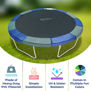 Machrus Upper Bounce Trampoline Replacement Safety Pad 6FT 7.5FT 8FT 9FT 10FT 12FT 13FT 14FT 15FT 16FT Round-Trampoline Spring Cover- PVC Trampoline Skirt Waterproof -Resistant