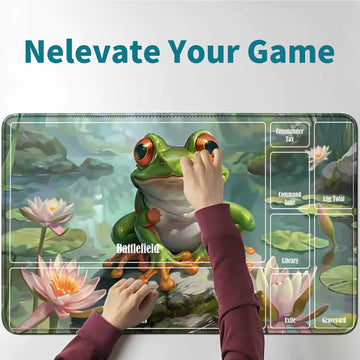 Rwutytiul Frogs Card Playmat 24 X 14 Inch With Tube Bag, Card Gameplay Playmat With Zones Commander Deck Board Mtg Rpg Ccg Tcg C