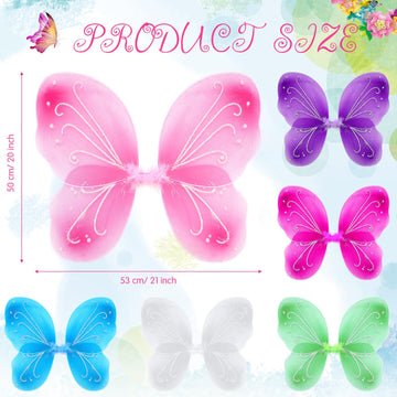 24 Pcs Fairy Wings Kids Bulk, Butterfly Angel Costume Wings for Girls 20 x 21 Inch, Fairy Princess Wings Fairy Birthday Decorati
