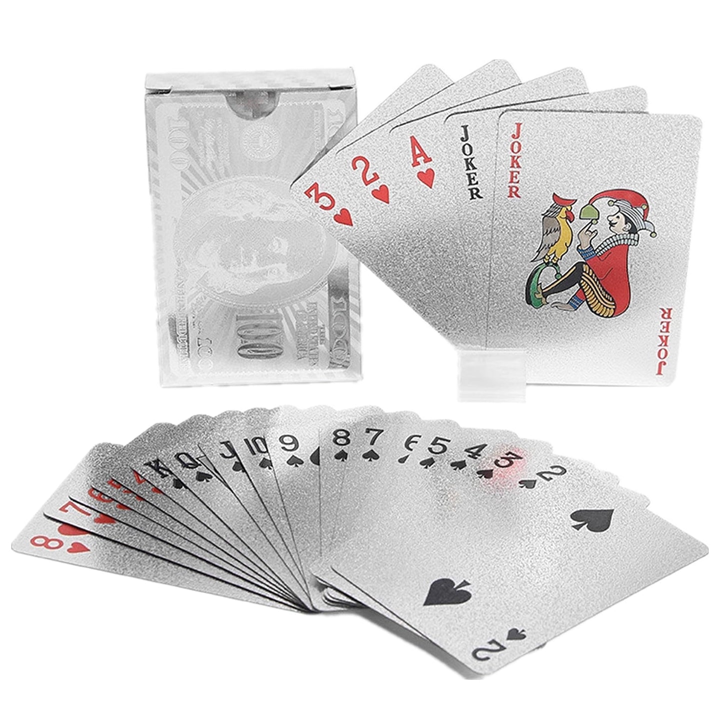 Ino Design Playing Cards Waterproof Poker Cards Plastic Playing Cards For Multi Table Games, Silver