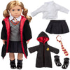 9Pc Hermione Granger Inspired Outfit- 18' Doll Clothes & Accessories Compatible W American Girl Dolls- School Uniform Set Includes Shirt, Skirt, Sweater, Tie, Socks, Robe, & Shoes- Gift Set For Girls