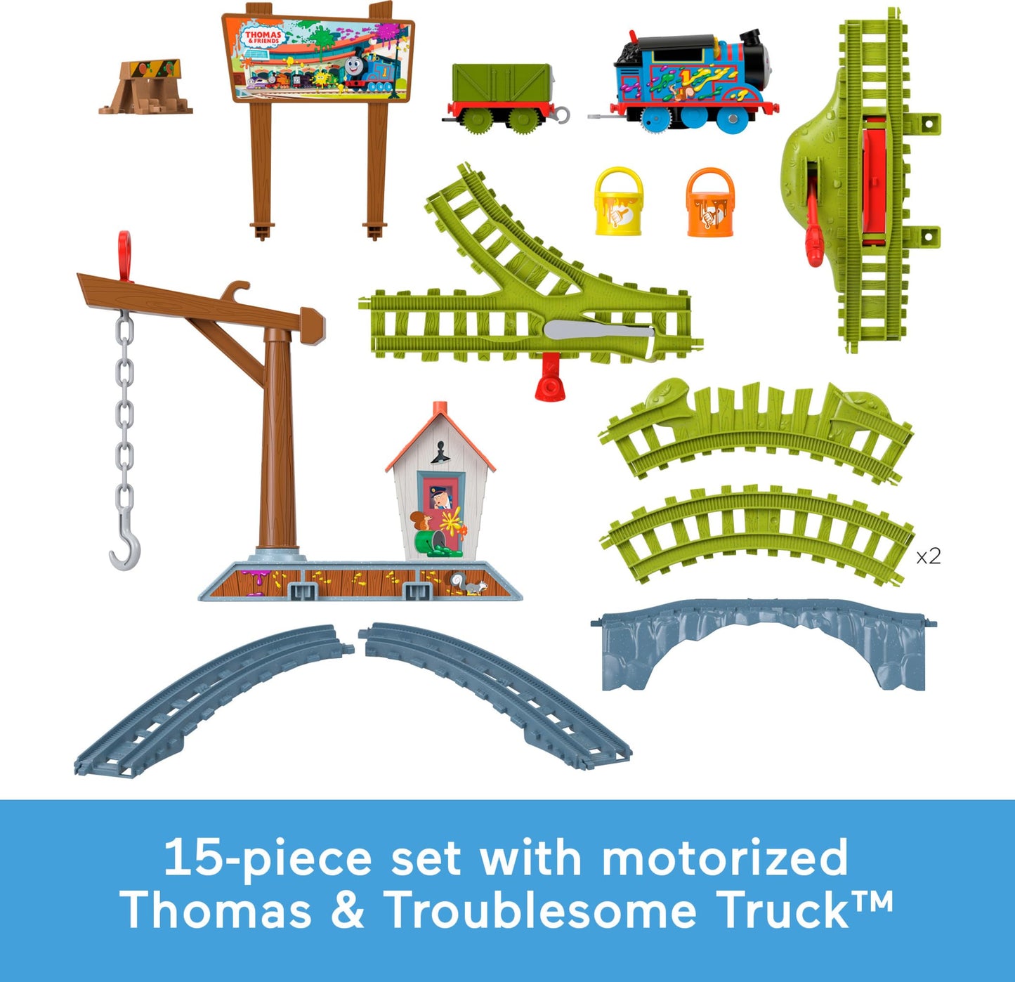Thomas & Friends Motorized Toy Train Set Paint Delivery With Thomas & Troublesome Truck For Pretend Play Preschool Kids Ages 3+ Years