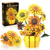 Flowers Building Set for mature-themed Icons Sunflowers Pot Kits Compatible with Lego Flowers Artificial Flowers Botanical Collection Christmas Valentine's Day Gifts for Him Husband Her Kids 8+