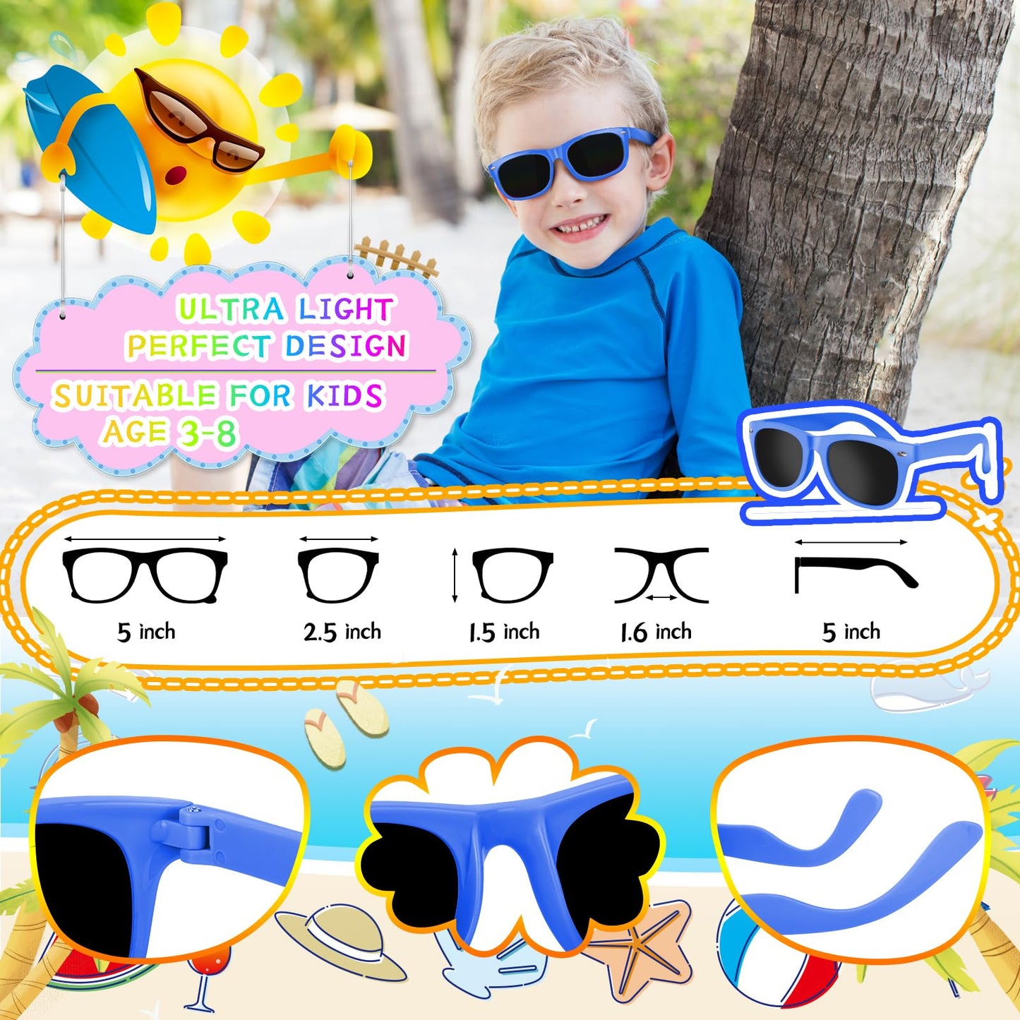 Kids Sunglasses Party Favors, 12 Pack Sunglasses Bulk For Kids With Uv400 Protection In Bulk For Boys And Girls, Great Gift For