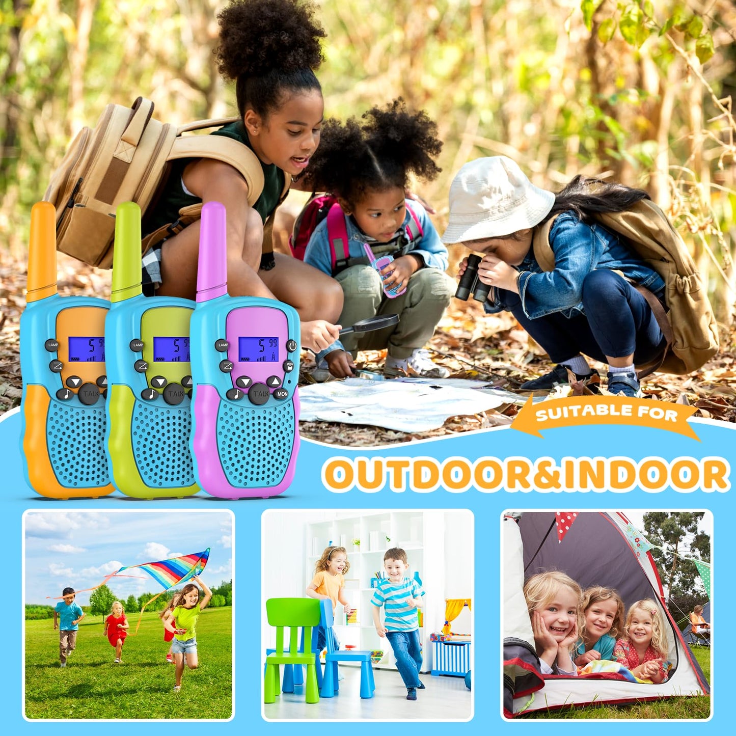 Toys For 4-12 Year Old Boys Or Girls, Selieve 3 Pack Walkie Talkies Outdoor Indoor Stem Toys 3 Km Range 22 Channels 2 Way Radio,