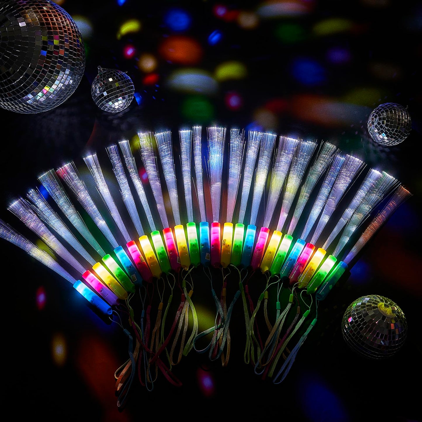 Zhanmai 24 Pieces Glow Fiber Wands Sticks Led Light Wands Fiber Optic Wands Led Flashing Sticks Glow Flashing Wands Fiber Optic Wands For Party Favors