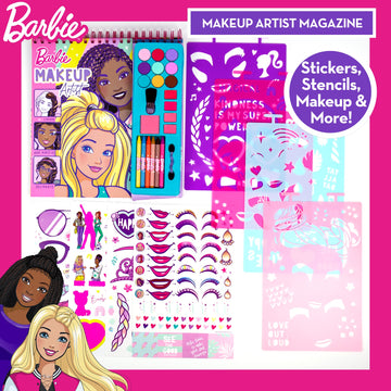 Barbie Makeup Artist Magazine By Horizon Group Usa, Create Your Own Hair & Makeup Looks Using 130+ Stencils, 180+ Stickers, Crayons, Pretend Makeup & More