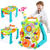 ORWINE 3-in-1 Baby Walker for Boys & Girls - Sit to Stand Activity Center, Drawing Board, Musical Sounds, Light Effects, Green & Orange, 1-3 Years