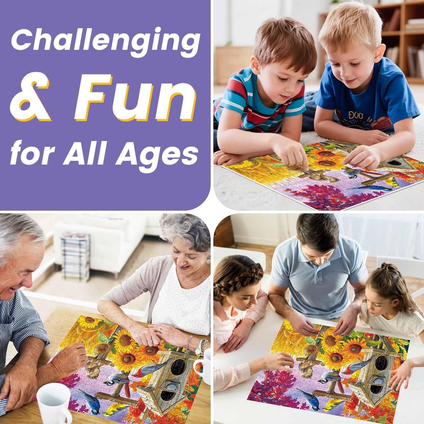 Jigsaw Puzzles 300 Pieces for mature-themeds Farm Birds Puzzle for mature-themeds Kids Seniors Recycled Cardboard Large Piece Puzzle 300 Piece Family Activity Great Gift for Family Friends 20.5 * 15 in