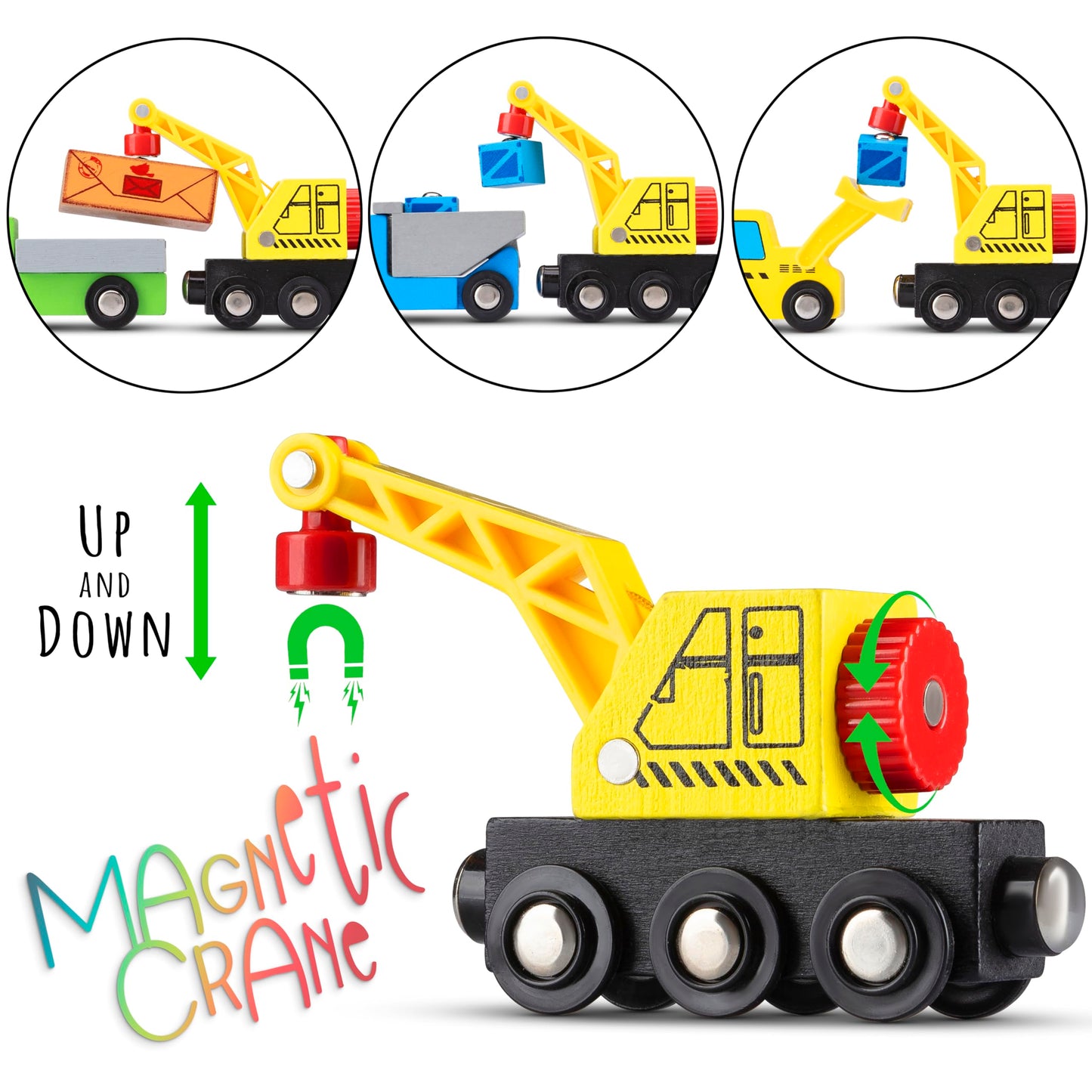Kipipol 10 Pcs Wooden Train Set Accessories, Toddler Car Toys, Fits Thomas, Brio, Ikea, Melissa And Doug, Stocking Stuffers For Kids, Train Toys Gifts For Toddlers And Kids Ages 4-8 And Up