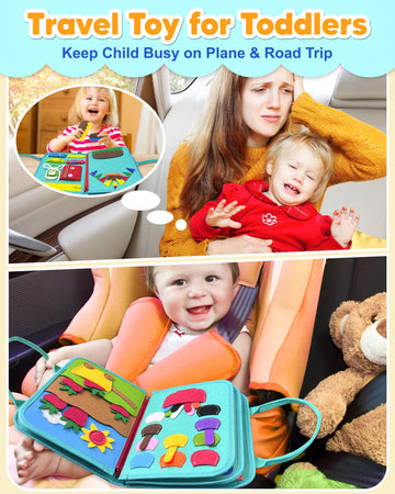 Exorany Busy Board Montessori Toys For 1 2 3 4 Year Old Boy Girl Birthday Gifts, Busy Book Sensory Learning Toys For Toddlers 1-