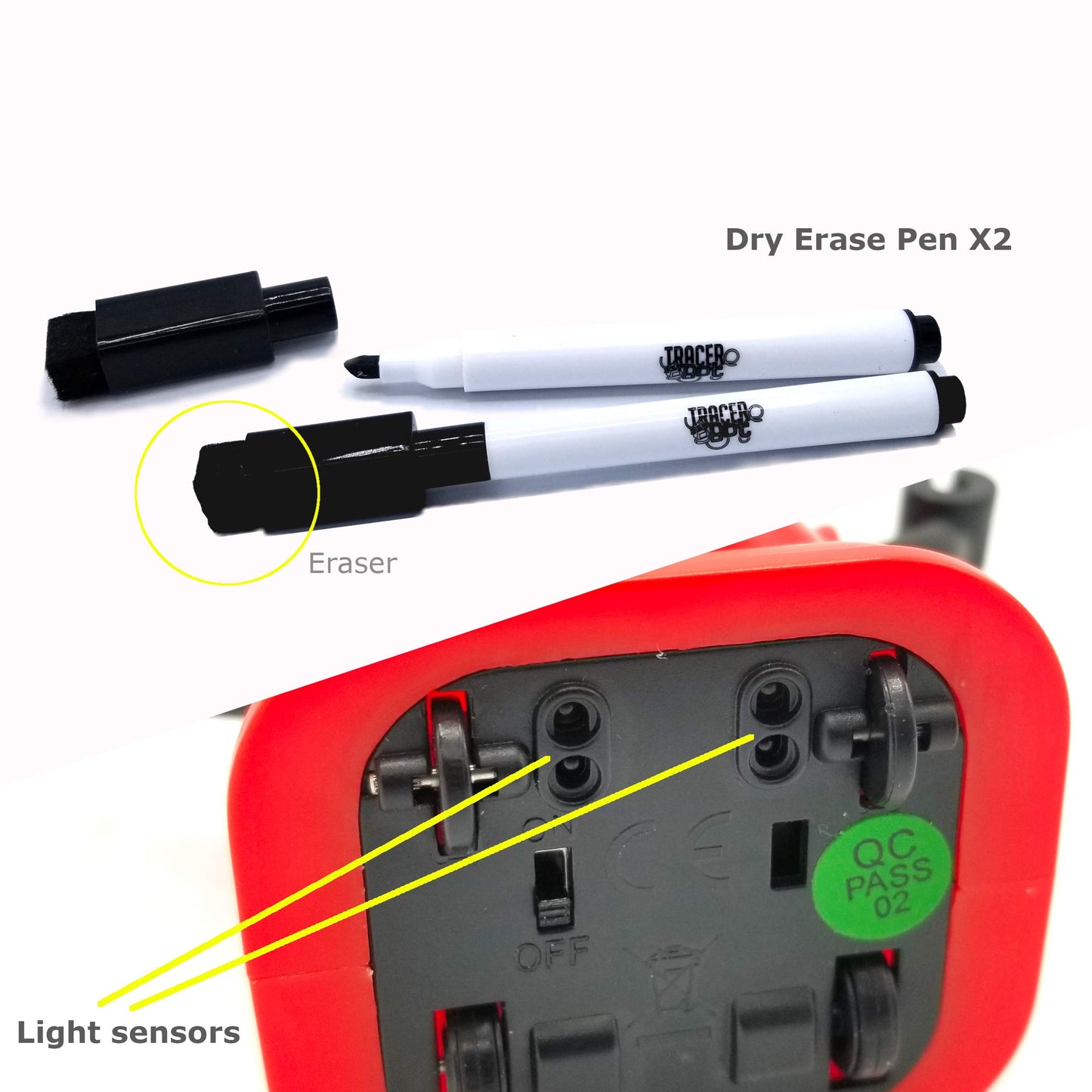 Mukikim Tracerbot Set (2 Robot Set) – Mini Inductive Robot That Follows The Black Line You Draw. Fun, Educational, And Interactive Stem Toy! Includes Trail Map, Dry Erase Board, And Playbook