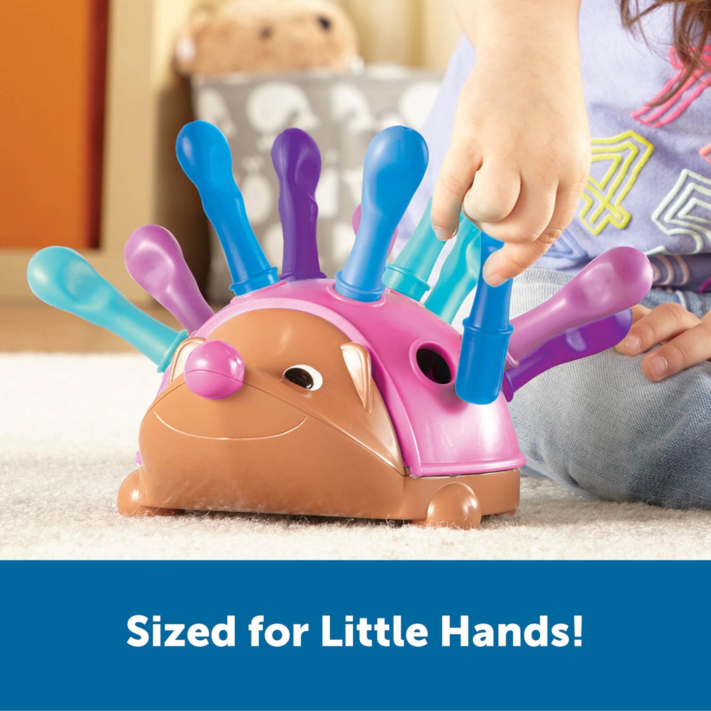 Learning Resources Spike The Fine Motor Hedgehog Pink - 14 Pieces, Ages 18+ Months Fine Motor And Sensory Toy, Educational Toys For Toddlers, Montessori Toys