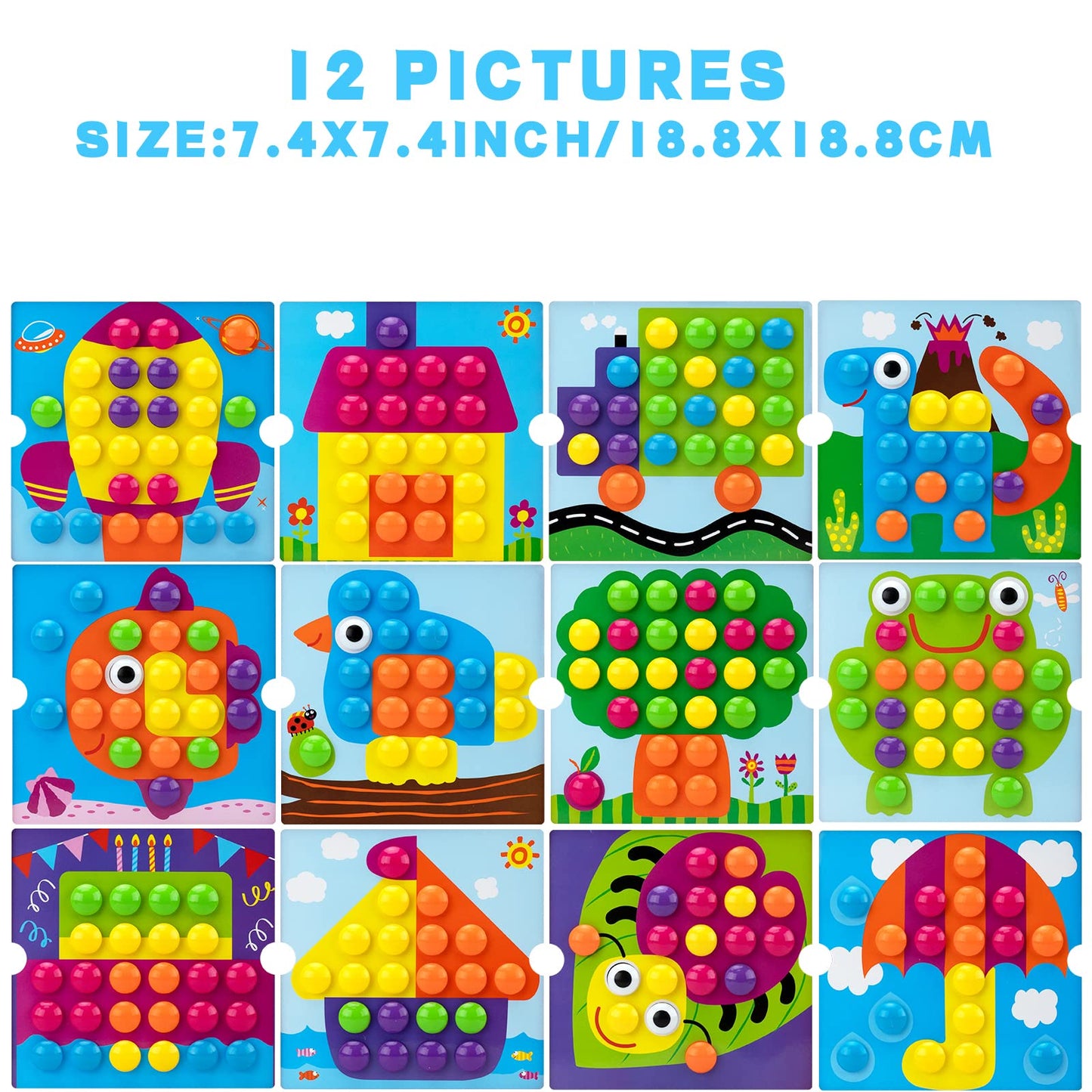 Aluabi Button Art Toys For Toddlers, Crafts For Age 2-4, Early Educational Toys, Color Matching Puzzle, Fine Motor Skills Game,