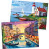2 Pack 500 Pieces Puzzle for mature-themeds Beach Jigsaw Puzzles 500 Pieces City Building Puzzles Scenery Puzzle 500 Piece enhanced Cardboard Jigsaw Puzzle for Tabletop Challenging Family Activity Gift Toy