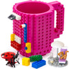 TOYAMBA Build-on Brick Mug BPA-Free Funny Coffee Mug with 3 Building Bricks, Funny Cup for Kids - Creative Building Block DIY Id