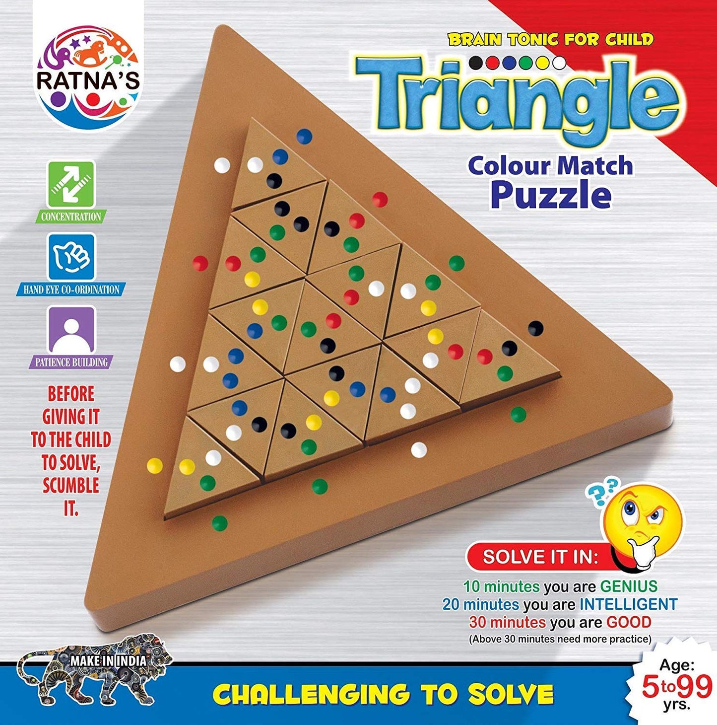 RatnaS Triangle Colour Match Puzzle, Challenging To Solve For Ages 5 To 99 Years