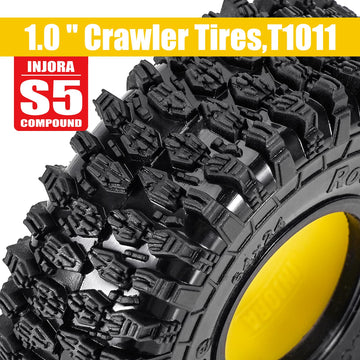 INJORA 1.0 Silicone Rubber Inserts and S5 Rock Terrain Crawler Tires for TRX4M SCX24 1/18 1/24 RC Crawler Car Upgrade