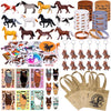 Winrayk 110Pcs Horse Birthday Party Favors Supplies Non-Woven Gift Bags Horse Figurine Make Your Own Stickers Horse Gifts Toys K