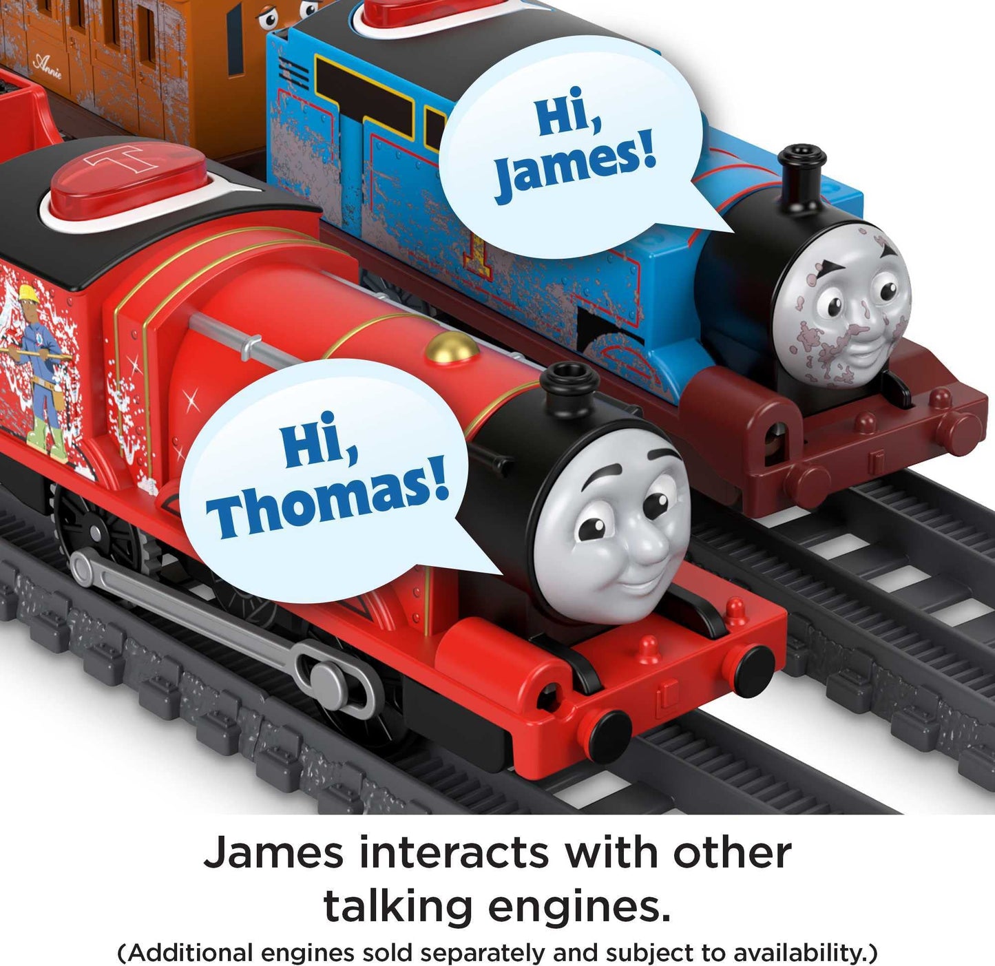 Thomas & Friends Motorized Toy Train Talking James Engine With Sounds Phrases & Coal Car For Preschool Pretend Play Kids Ages 3+ Years