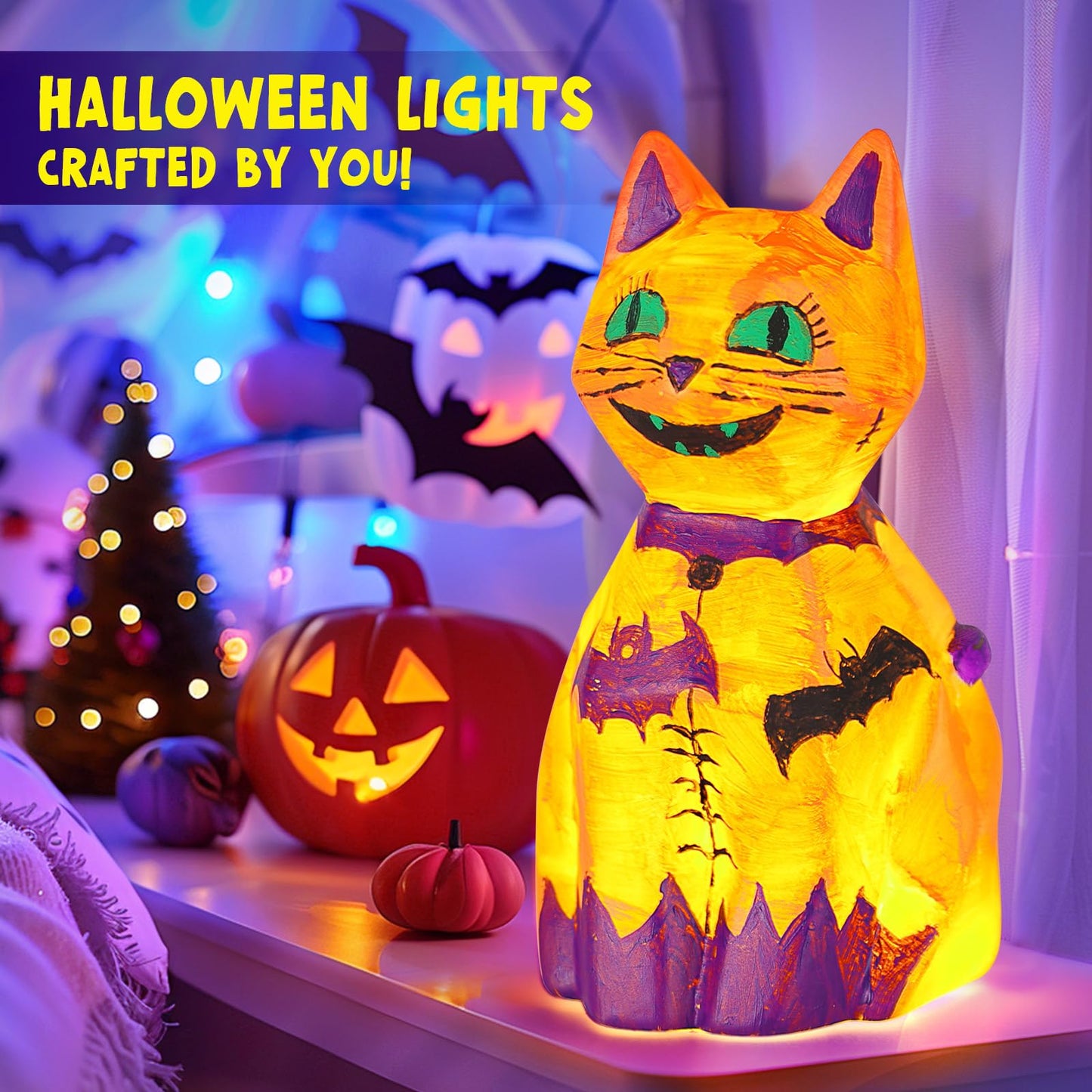 Laoese Paint Your Own Cat Lamp Kit, Art Supplies Arts & Crafts Kit, Painting Kit For Kids 6-12, Arts And Crafts For Kids Ages 8-