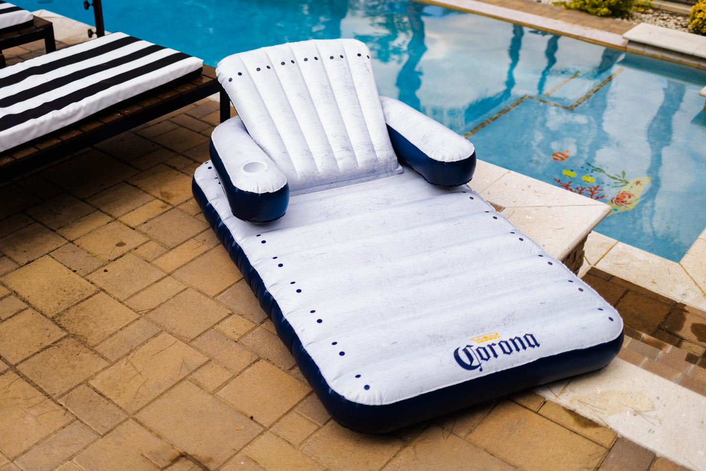 Corona Adirondack Pool Chair Float - Back, Leg, & Arm Rests, And Cup Holder - Pool Floating Chair For Adults