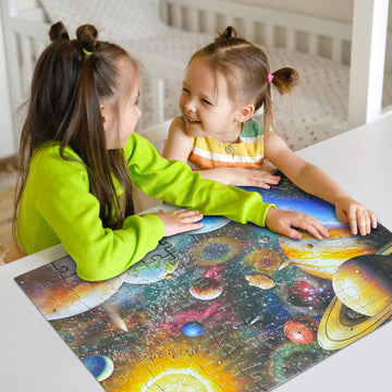 Nattork Jigsaw Puzzles 100 Pieces For Kids Youth Families (Space Traveler, Solar System) Pieces Fit Together Perfectly