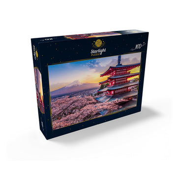 MyPuzzle Beautiful View of Mount Fuji and Chureito Pagoda at Sunset - enhanced 100 Piece Jigsaw Puzzle for mature-themeds