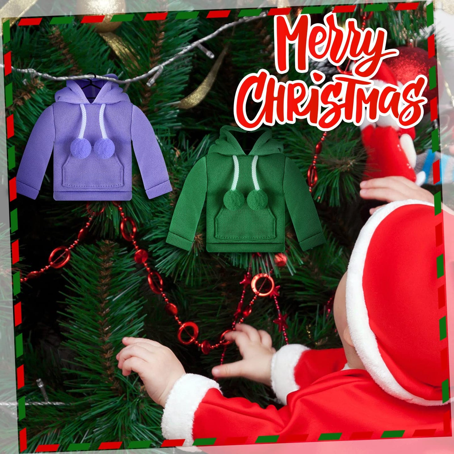 Meooeck 6 Pieces Christmas Elf Accessories Set Including 2 Holiday Elf Doll Clothes Outfit, And 4 Elf Doll Novelty Elf Accessori