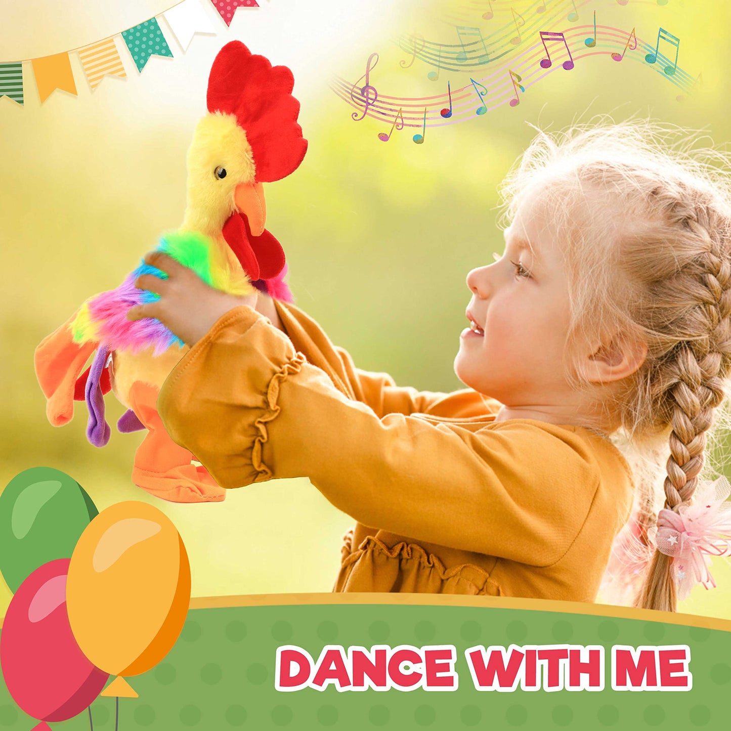 Easfan Musical Chicken Stuffed Animal Electronic Interactive Plush Toy Singing Dancing Squawking Waving Rooster Easter Birthday