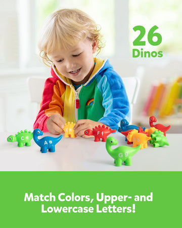 Coogam 26 PCS ABC Dinosaur Alphabet Match Game, Double-Sided Fine Motor Toy, Multi-color, Medium, Educational Montessori for Toddlers