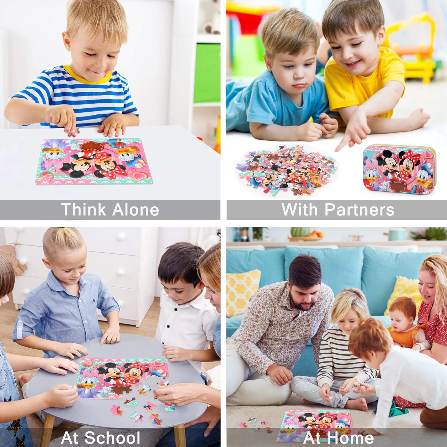 Lelemon Puzzles For Kids Ages 4-6, 60 Piece Puzzles For Kids Ages 3-5 In A Metal Box, Educational Kids Puzzles Jigsaw Puzzles For Kids Ages 4-8 Childrens Puzzle Games Puzzle Toys For Girls And Boys