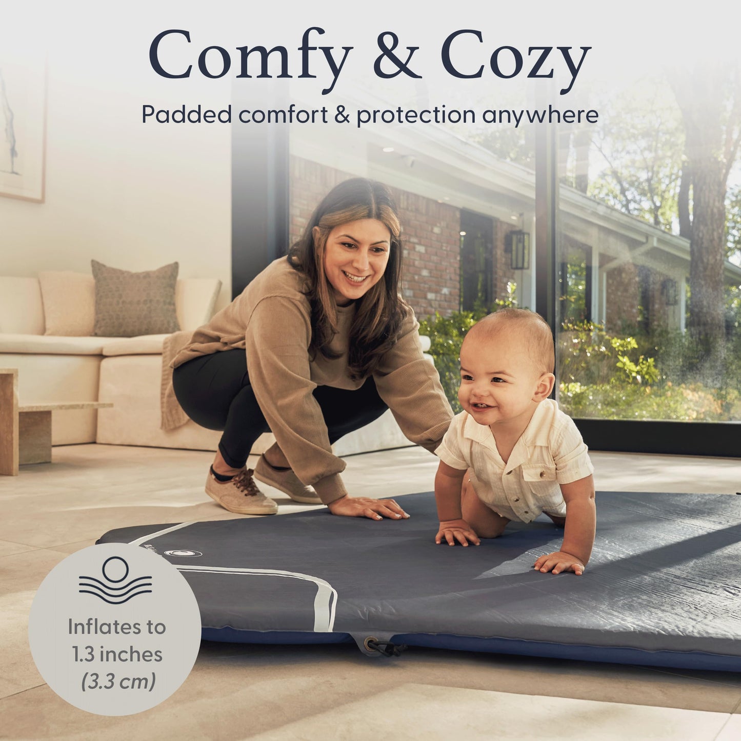 POP 'N GO PLAYPEN Baby Playmat for The Pop 'N Go Baby Playpen - 1.3'' Thick Self-Inflating Playmat for Placement Underneath or f