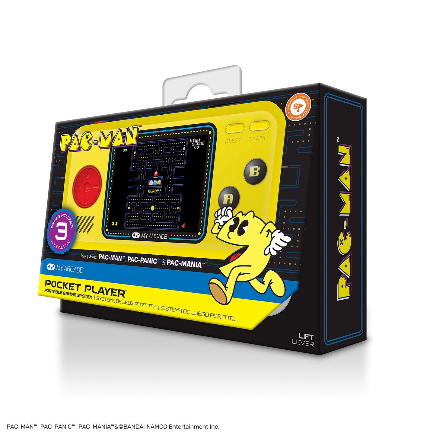 My Arcade Pocket Player Handheld Game Console - Full Color, Yellow, Model DGUNL-3227, Battery/Micro USB Powered, Collectible Gaming