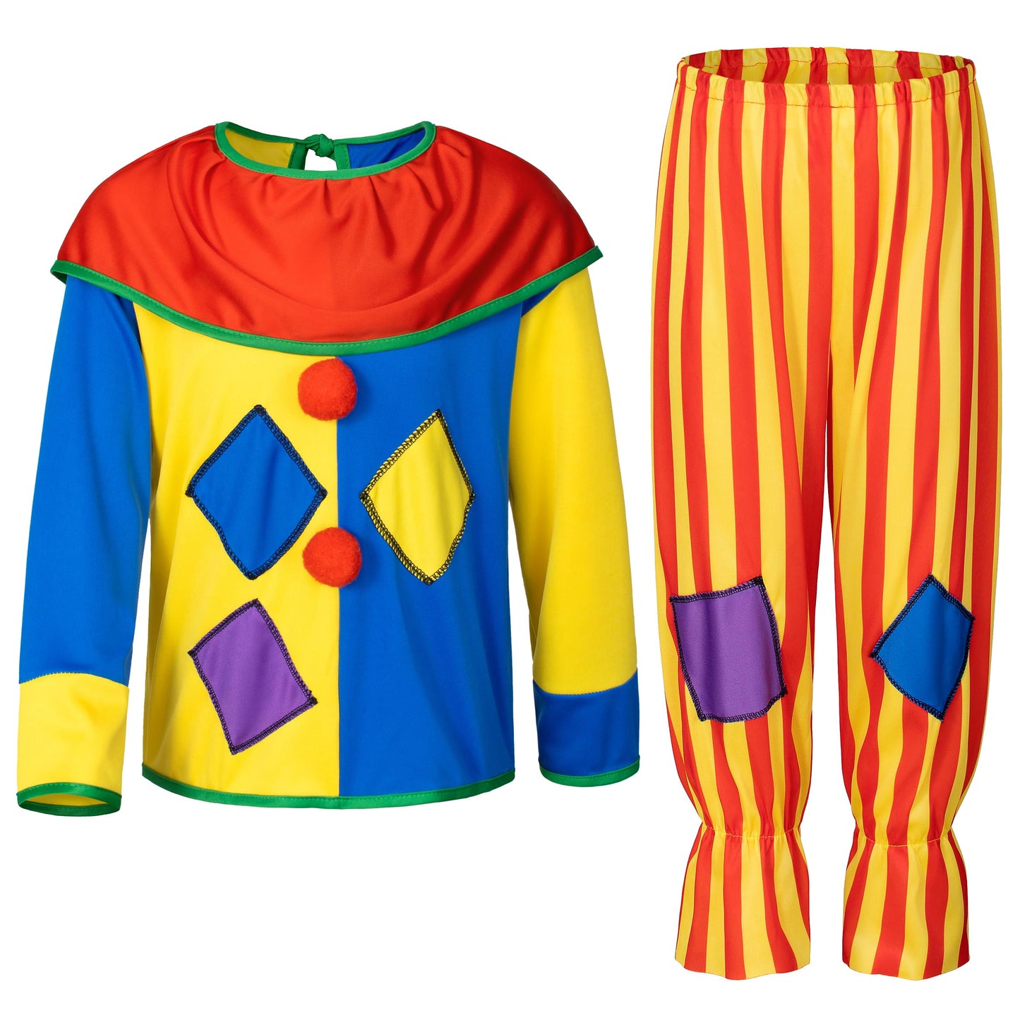 Yoroka 5Pcs Kids clown costume set Circus costume Boys and Girls Cosplay Costumes Quick Dress up for Clown(M)