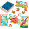 B. Toys- Pack O' Puzzles - Dinosaurs- Wooden Puzzle Set – 4 Dinosaur Puzzles – Classic Prehistoric Puzzle – 12-Piece Jigsaw Puzzles For Kids – 3 Years +
