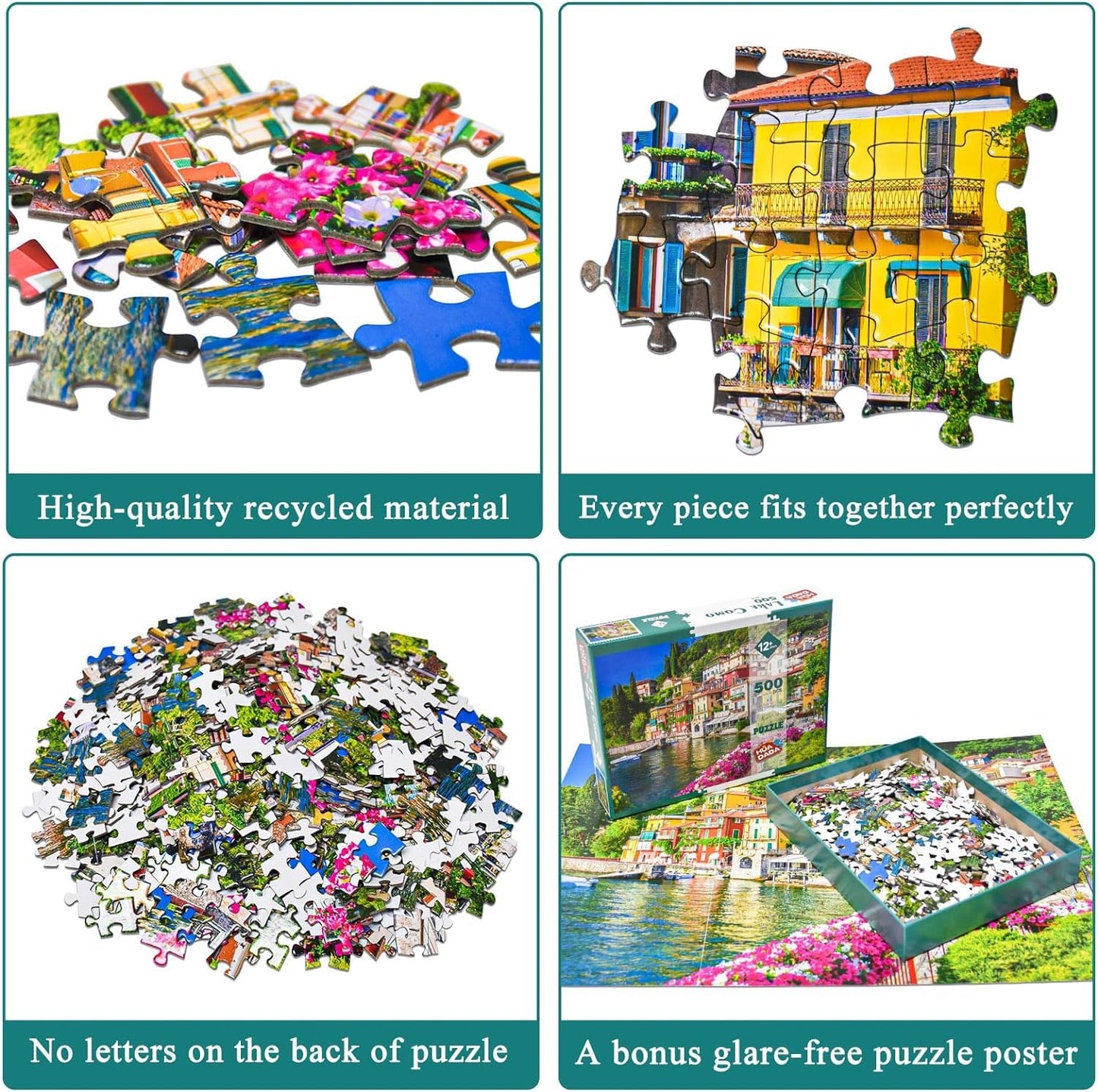 500 Piece Jigsaw Puzzle For Adults -Lake Como Scenery, Italy Jigsaw Puzzles 500 Pieces Puzzles For Adults-Finished Size 19.3' X 13.7'