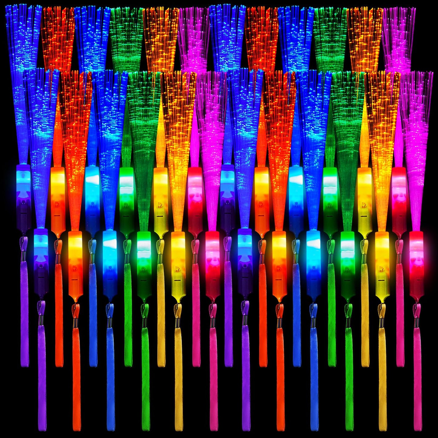 Kasyat 10 Pieces Fiber Optic Light Wand Stick Glow Flashing Wands Small Fiber Optic Wands Led Flashing Sticks Led Fiber Wands Co
