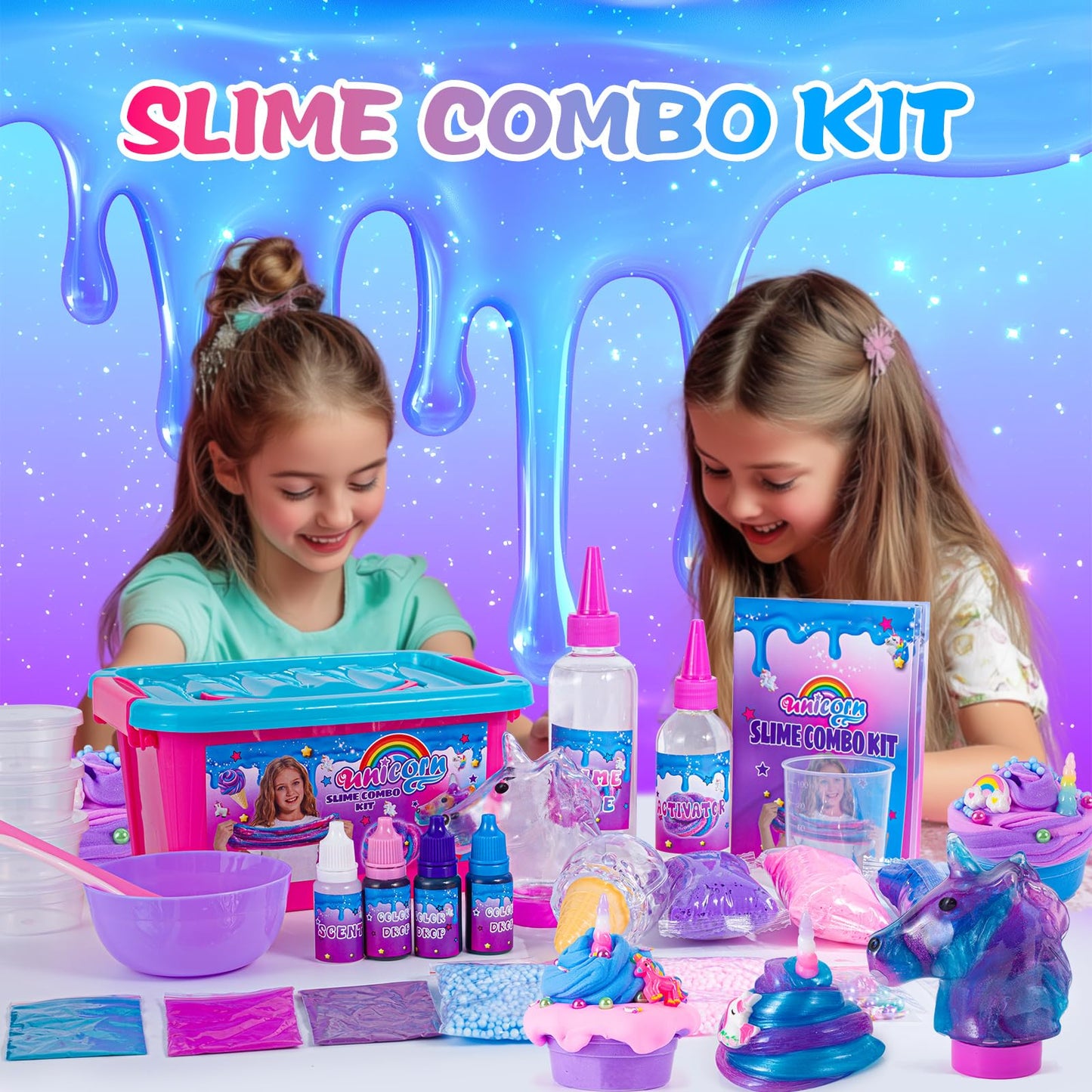 Zonfrto Mini Unicorn Slime Kit For Girls, Glimmer Crunchy Slime, Butter Slime, Galaxy Slime For Kids 6-12, Party Favors For Childrens